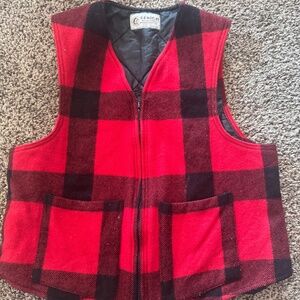 Vintage Bemidji Woolen Mills Buffalo Plaid Wool Vest Made in Minnesota